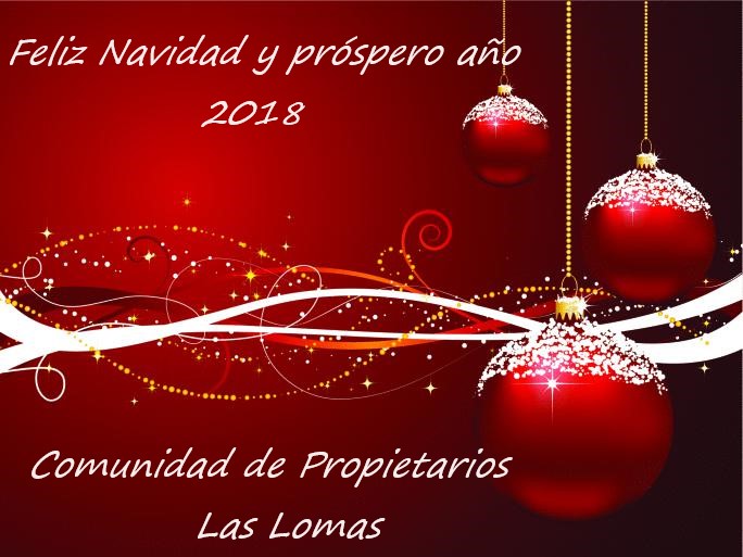 La Junta Directiva de la Comunidad les desea una feliz Navidad y un próspero año 2018
