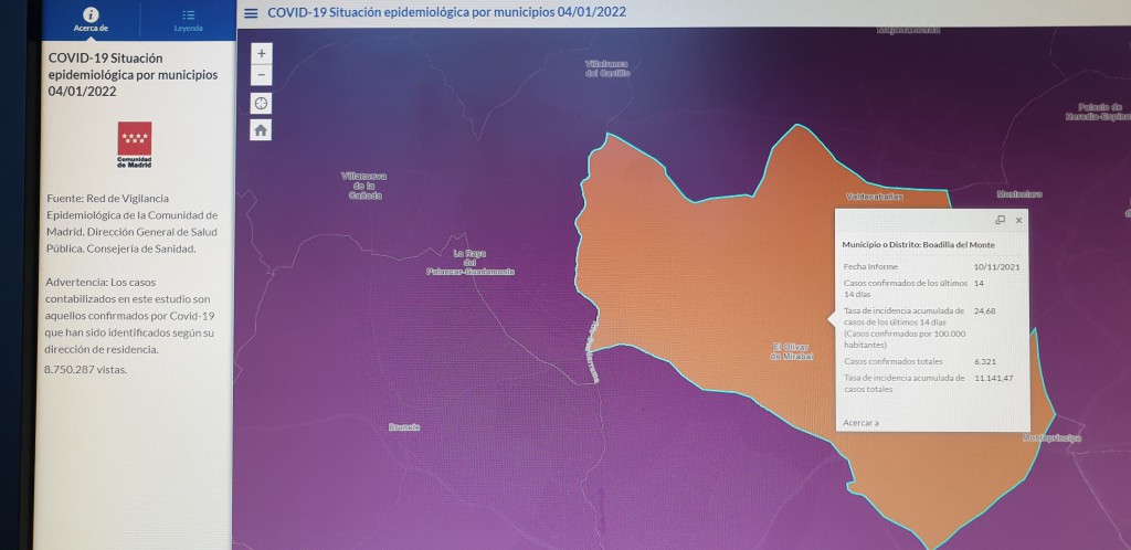 COVID-19 Situación epidemiológica en Boadilla del Monte 04-01-2022